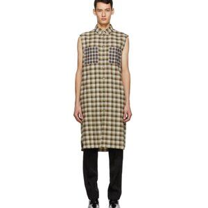 BURBERRY Beige Check Mix Sleeveless Flannel Shirt